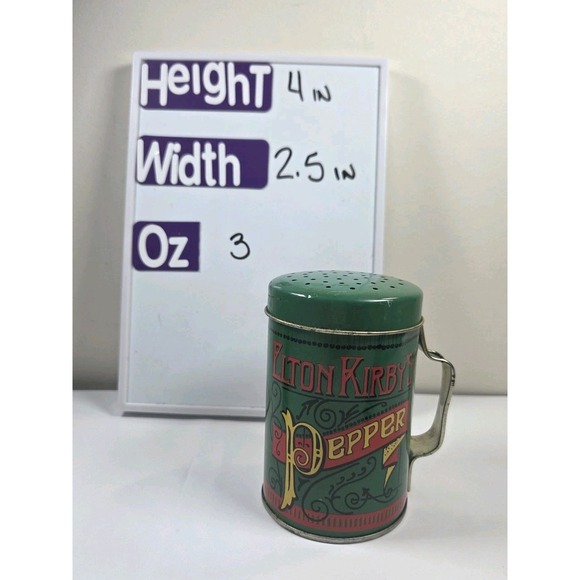 Other - Vintage Elton Kirby's Tin Pepper Shaker Green With Handle